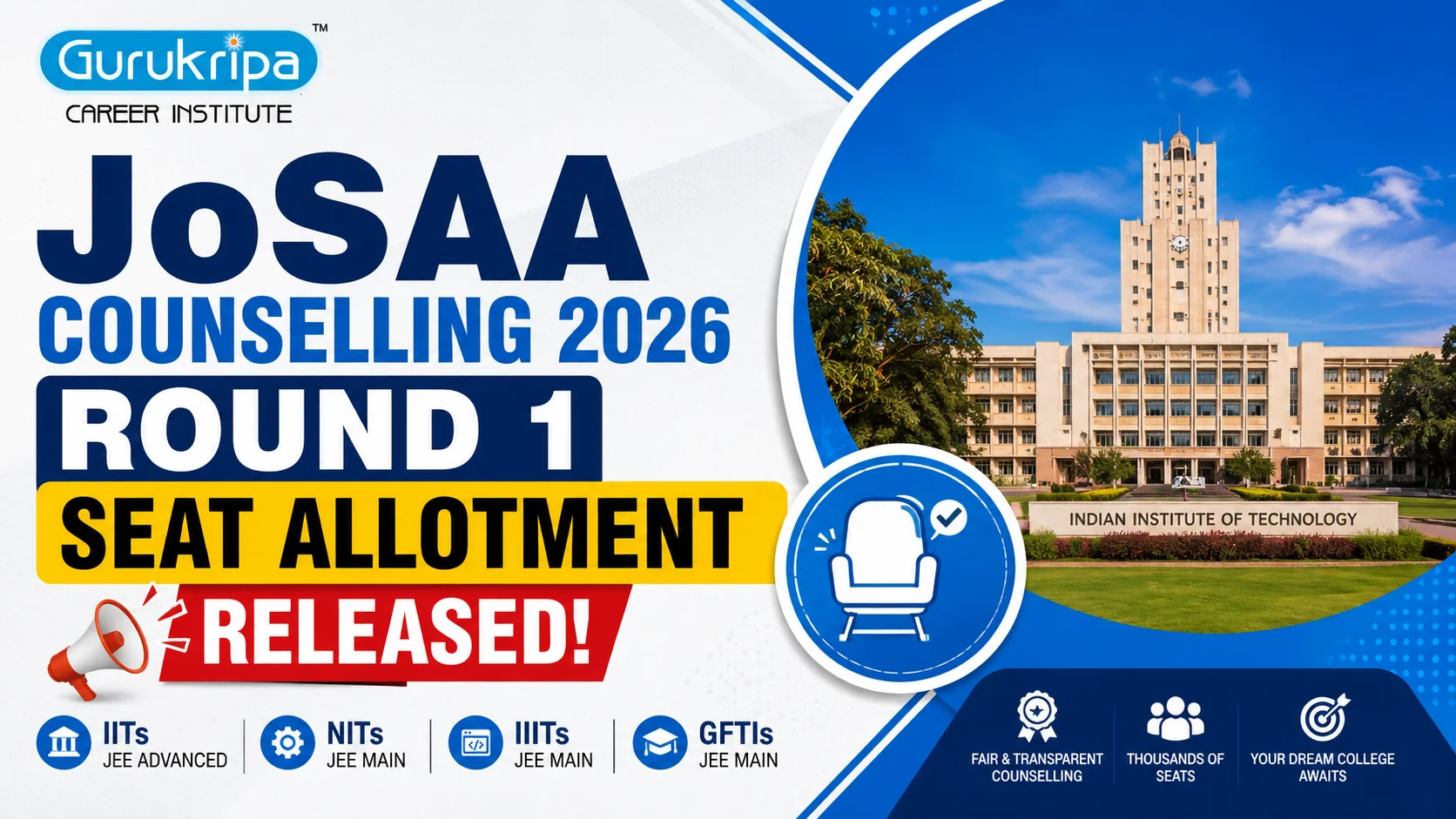 JoSAA Counselling 2026 Round 1 Seat Allotment Released: IIT Bombay CSE Closing Rank 65, Complete Analysis